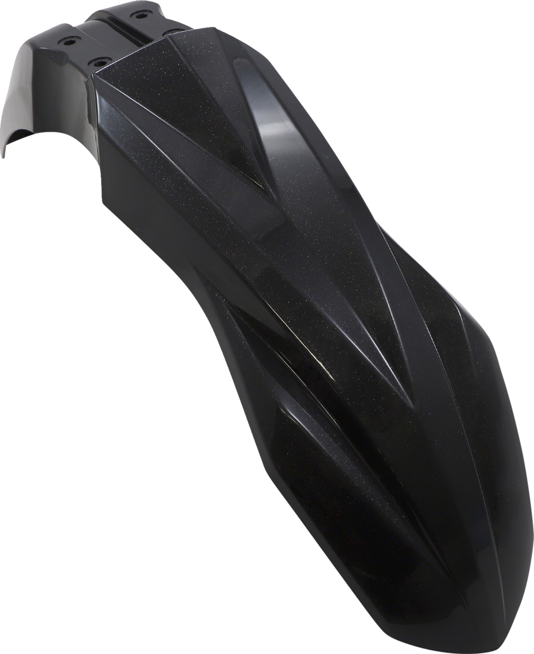 A black metallic Acerbis front fender for motorcycle, designed to fit various bike models, with a sleek, durable body style.