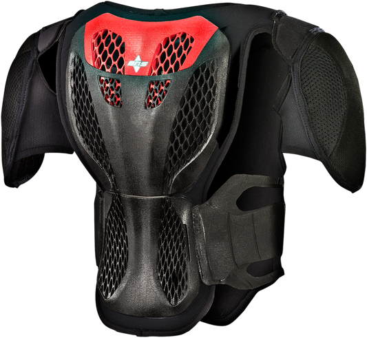 Alpinestars Youth A-5s black and red protective body armor for kids, size S/M, designed for motocross or off-road riding.