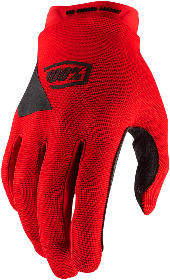 Red Bill's Exhausts Youth Ridecamp gloves in XL size with padded palms and breathable fabric for comfortable riding.