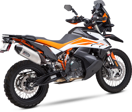 YOSHIMURA RS-4 Street Slip-On Exhaust System with stainless steel and carbon fiber components for motorcycle.
