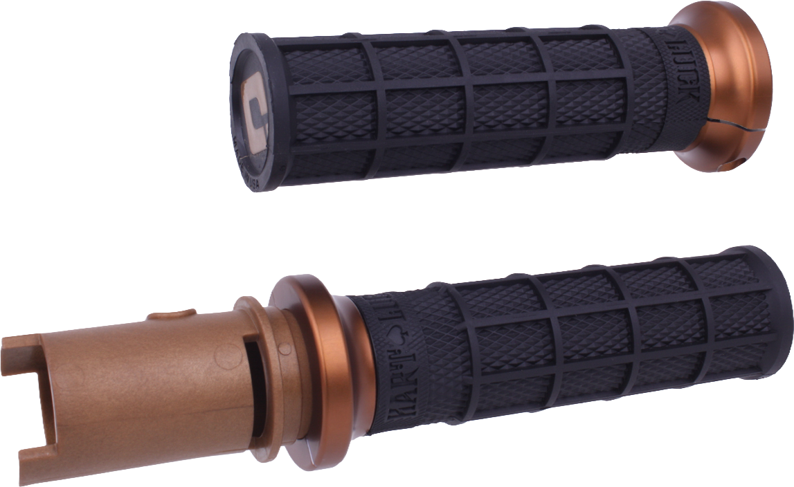 ODI Lock-On Hart Luck Full Waffle Handlebar Grips in black and bronze for '23-'24 CVO motorcycle models