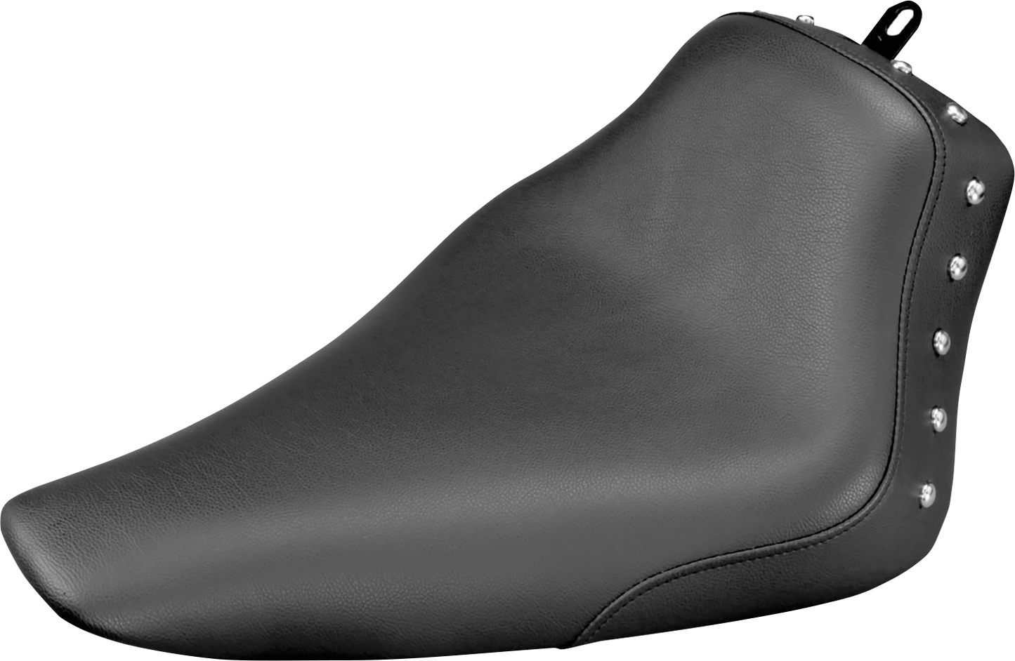 Black SADDLEMEN Renegade Solo motorcycle seat with studded design, suitable for custom bikes, featuring durable construction and stylish detail.