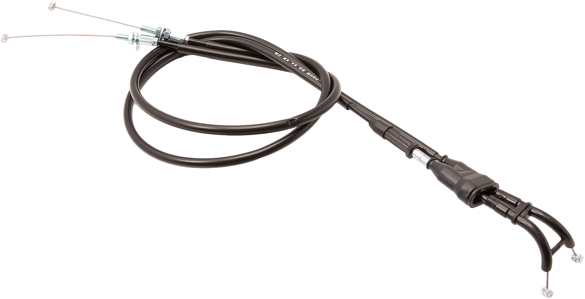 Motion Pro throttle cable for Honda motorcycles, showing the black cable with metal connectors and protective housing.