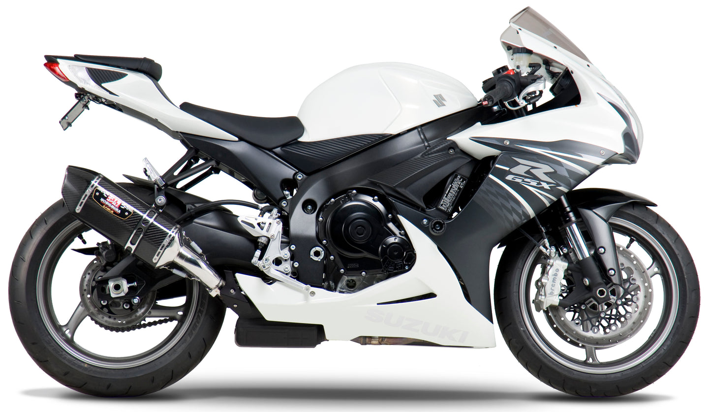 YOSHIMURA Yoshimura Exhaust Street R 77 Slip-On SS CF motorcycle exhaust with stainless steel and carbon fiber components.