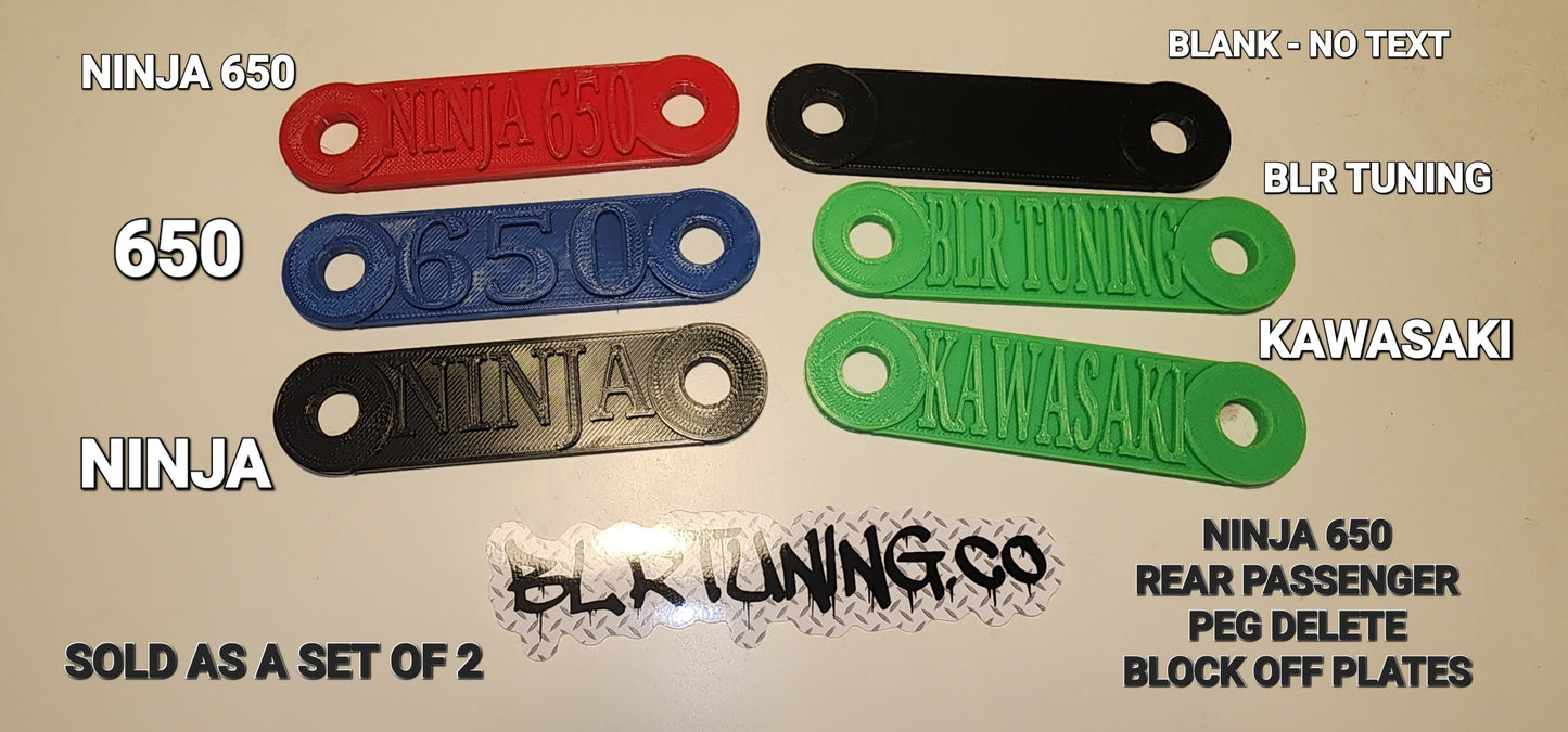 KAWASAKI NINJA 650 PASSENGER REAR PEG DELETE BLOCK OFF PLATES - Howling Moto
