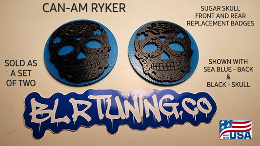 CAN-AM RYKER SUGAR SKULL FRONT AND REAR REPLACEMENT BADGES - Howling Moto