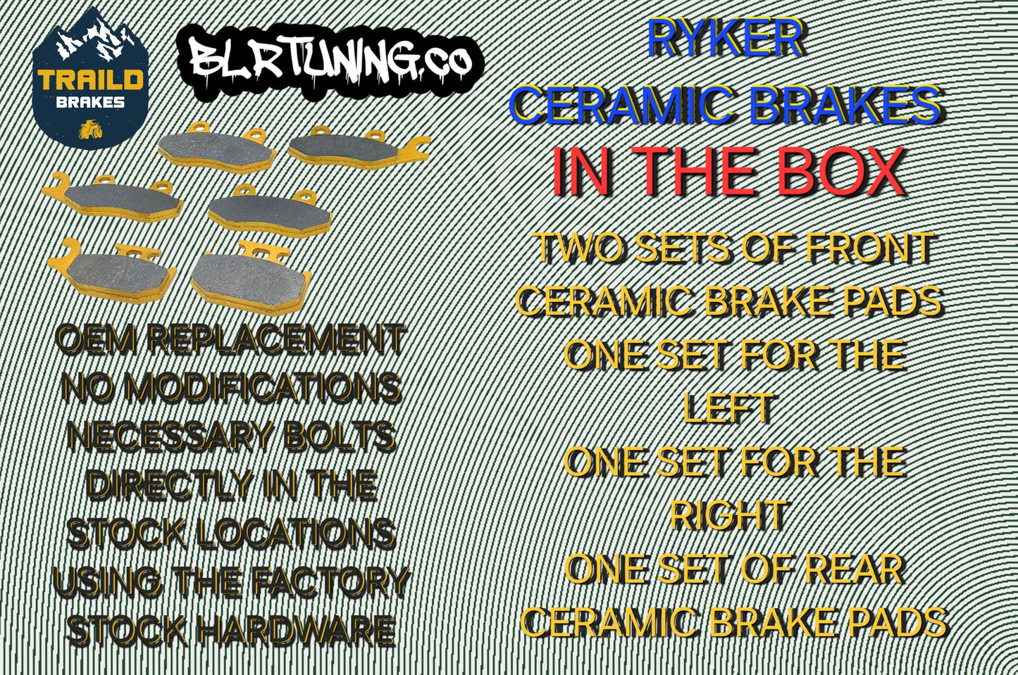 CAN-AM RYKER TRAILD BRAKES CERAMIC HIGH PERFORMANCE BRAKE PADS FRONT AND REAR - FITS 19-24 900 600 RALLY SPORT - Howling Moto