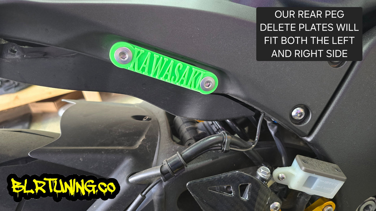 KAWASAKI NINJA ZX-10R ZX-10RR ZX1000 REAR PEG DELETE BLOCK OFF PLATES AND EXHAUST HANGER KIT FITS 2011 - 2024 - Howling Moto