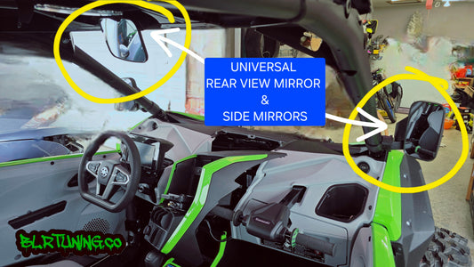 UTV MIRRORS - REAR VIEW MIRROR AND SIDE MIRRORS - LIGHTWEIGHT - WIDE FIELD OF VIEW - UNIVERSAL FITMENT - 1.6 in to 2 in ROLL CAGE MOUNTED - Howling Moto