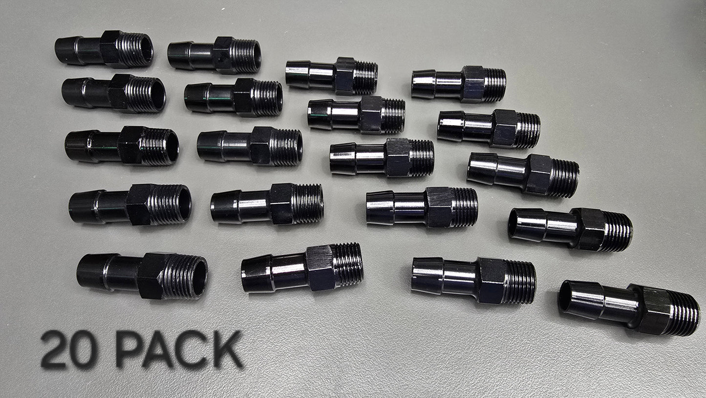 Black Aluminum Hose Barb Fitting – 3/8" NPT to 1/2" ID Barb for 1/2 inch ID hose - Howling Moto