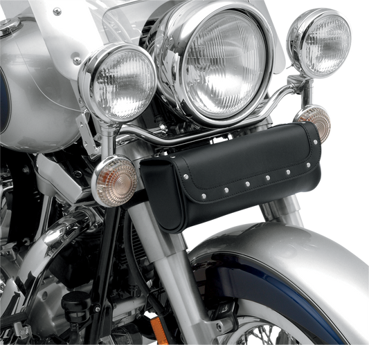Bill's Exhausts SADDLEMEN Riveted Highwayman Tool Pouch, large motorcycle seat accessory with riveted design and durable construction.