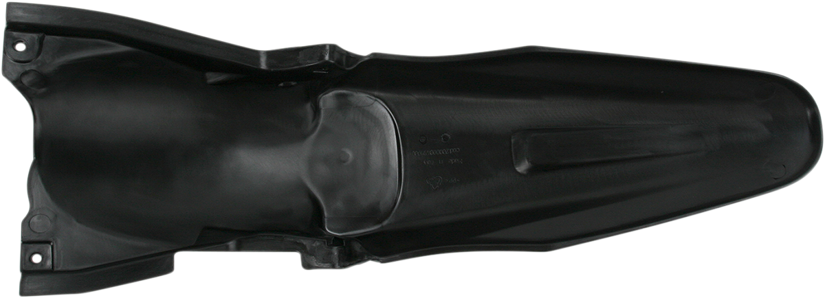 A black Acerbis rear fender for motorcycles, designed as a durable body part, with mounting points visible.