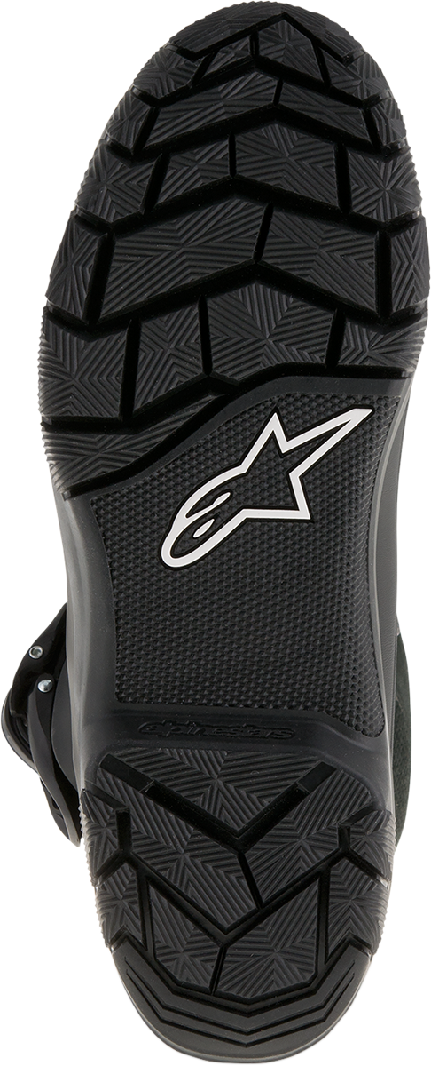 Black Alpinestars Belize Drystar® Boots in US 9, showcasing durable leather construction and secure ankle support.