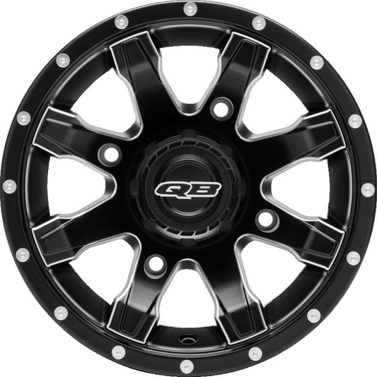QuadBoss Grinder 12x7 PowerSports wheel with lightweight aluminum design and 700 lbs load capacity, shown in the image.