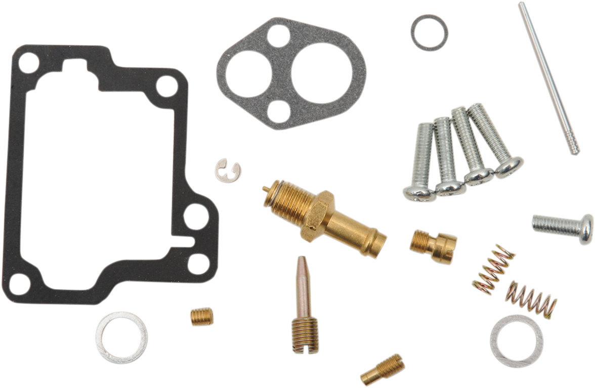 Moose Offroad Suzuki carburetor repair kit part #26-1427 with various replacement parts laid out on a white background.