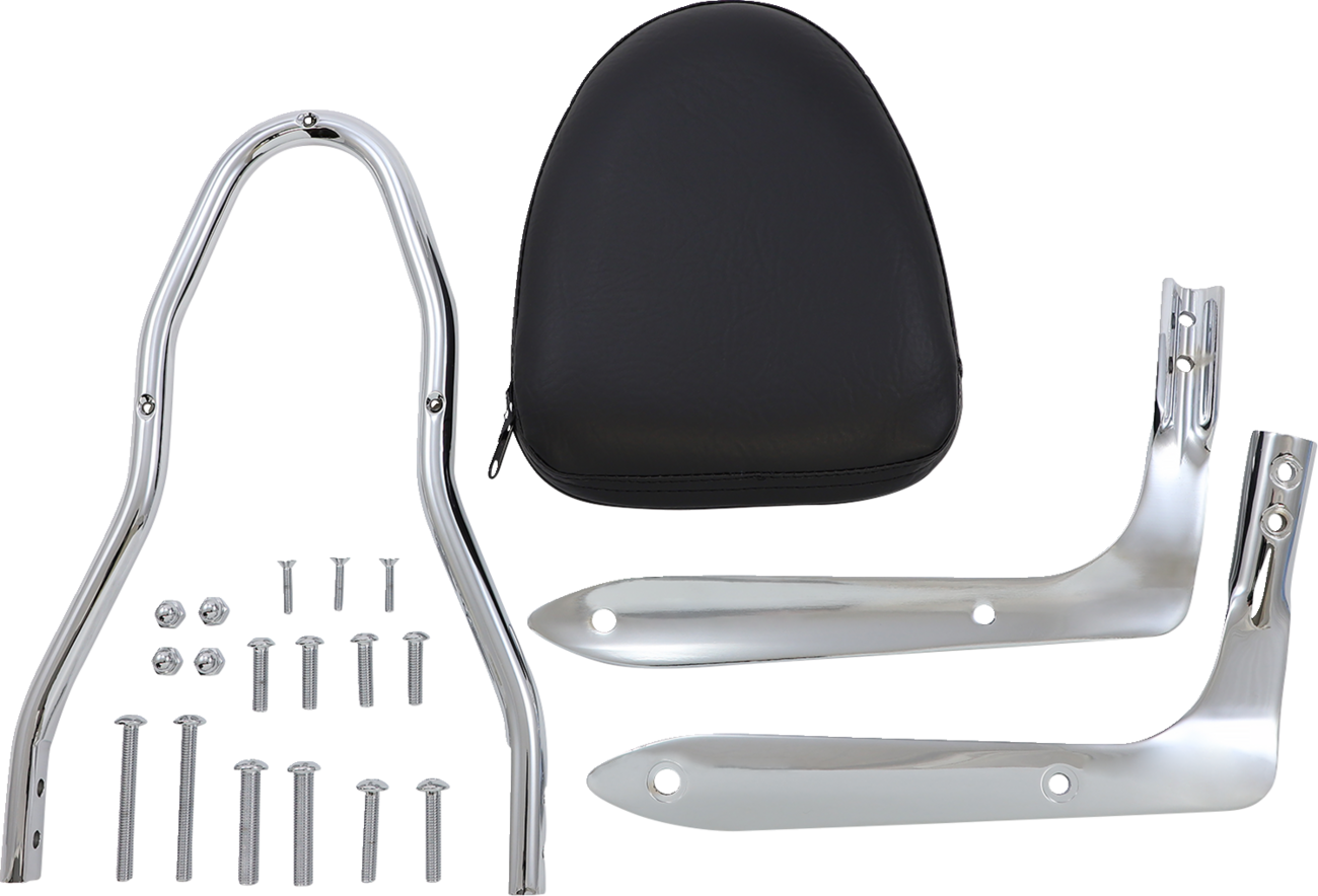 Bill's Exhausts Show Chrome Sissy Bar Kit 55-320 for motorcycle engine, featuring chrome finish and sturdy design.