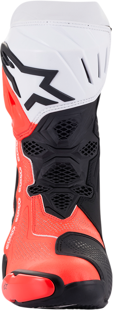 ALPINESTARS, Alpinestars Supertech R Vented Motorcycle Boots - Black, Fluorescent Red, White - US 6.5 / EU 40, Part 2220121-124-40