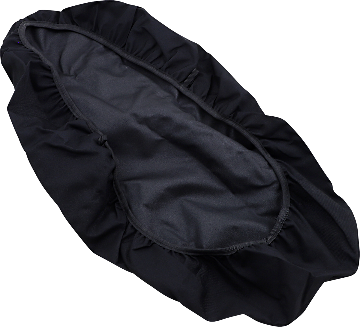 Black DRAG SPECIALTIES SEATS 2-up Predator Rain Cover for motorcycle seats, shown on the product in the image.