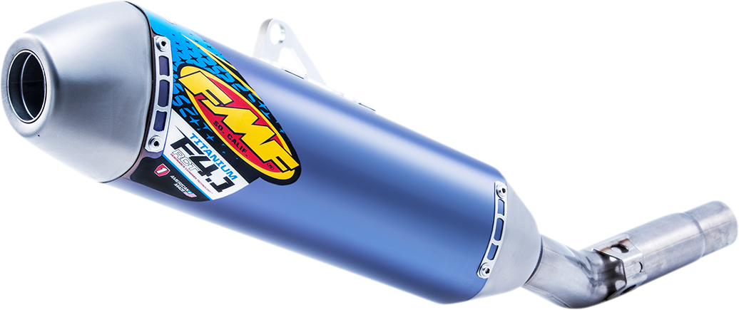 FMF Factory 4.1 Muffler with resonance chamber technology for enhanced performance and quieter operation.