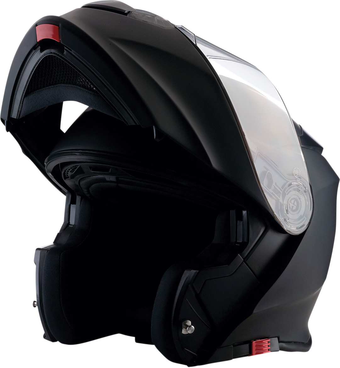 Z1R Solaris modular helmet in flat black, size 3XL, with a sleek design and secure chin strap, front view.