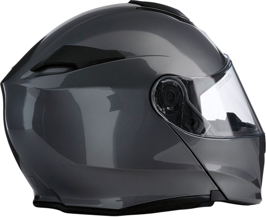 Z1R Solaris modular helmet in dark silver, 4XL size, featuring a sleek design and secure chin strap for motorcycle riding.
