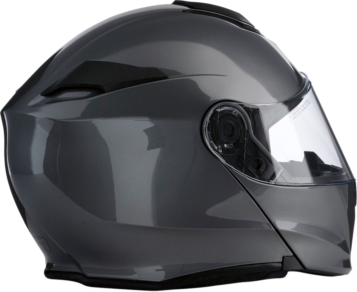 Z1R Solaris modular helmet in dark silver, 4XL size, featuring a sleek design and secure chin strap for motorcycle riding.