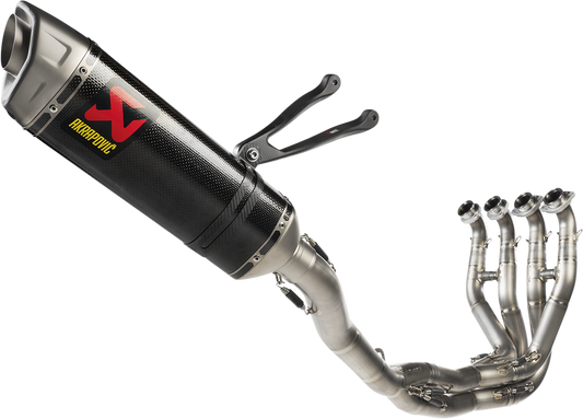 AKRAPOVIC Evolution Line exhaust system for Kawasaki Racing Team S-K10E10-RC, showing the sleek, high-performance motorcycle exhaust.