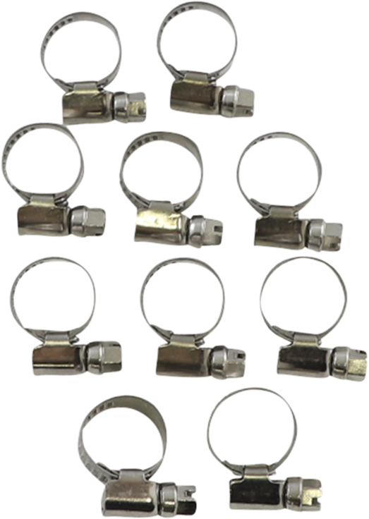 Set of 10 PARTS UNLIMITED Hose Clamps T03-6252-10 in 10-16 mm size, corrosion-resistant stainless steel for secure hose connections.