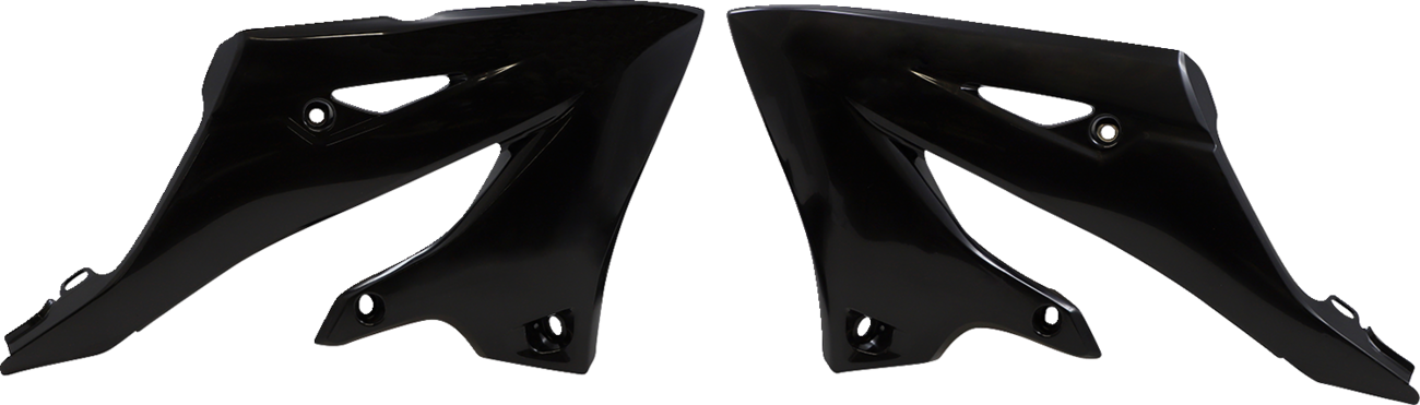 Black ACERBIS radiator shrouds for Yamaha YZ125/250 2022-2023, motorcycle body parts with brand-specific design.
