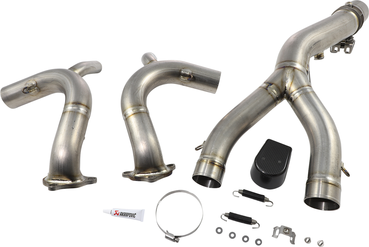 AKRAPOVIC titanium header pipe for BMW R 1250 E-B12E4/1 motorcycle, performance upgrade with exhaust valve, lightweight design