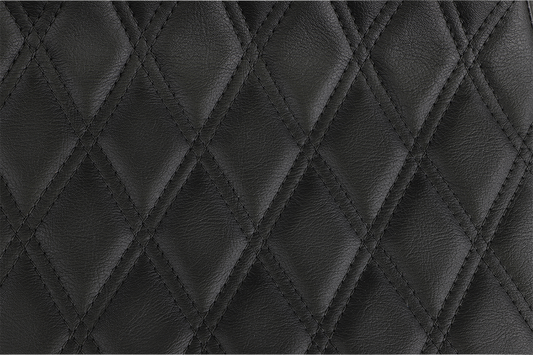 Drag Specialties Predator III extended reach motorcycle seat for Harley FL '99-'07 with black double diamond stitching, showcasing the stylish design.