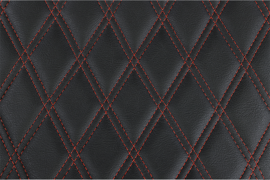 Black Drag Specialties Predator III extended reach seat for Harley FL models (1999-2007) with red stitching, designed for comfort and style