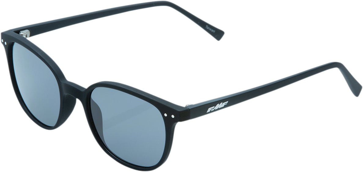 FMF Spark Matte Black sunglasses with smoke lenses, stylish eyewear featuring a sleek frame and tinted lenses.