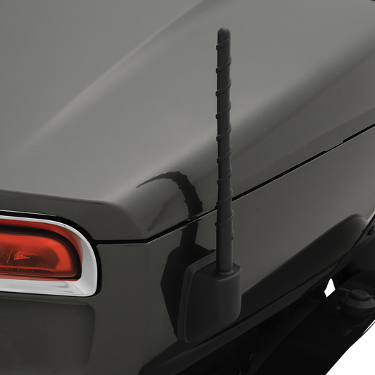 Chrome spiral engine antenna for SHOW CHROME 41-180, featuring a shiny, coiled design mounted on an engine component by Bill's Exhausts.