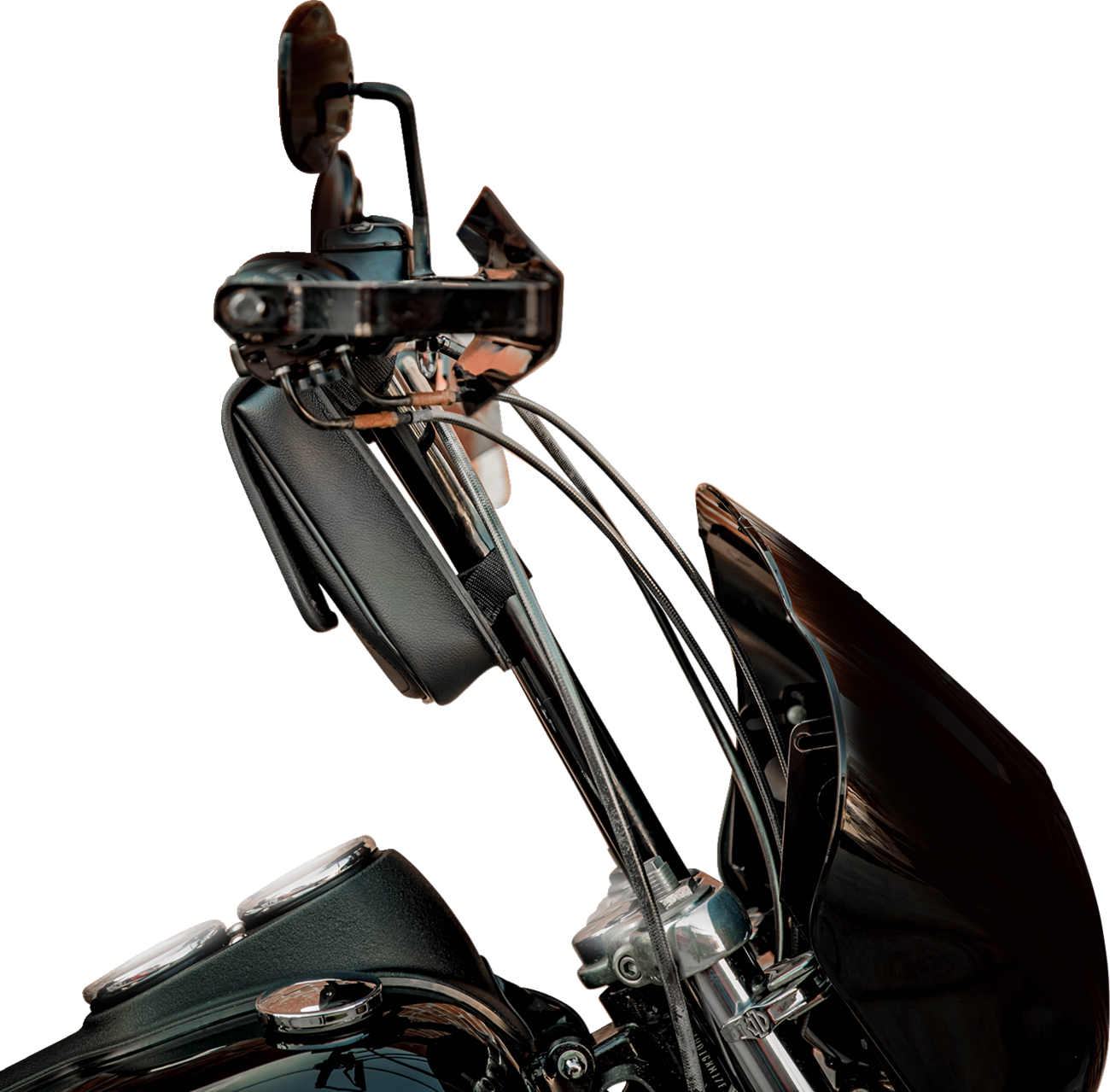 Bill's Exhausts SADDLEMEN Handlebar Bag D160 for motorcycle seats, showing the compact black handlebar storage bag on a bike.