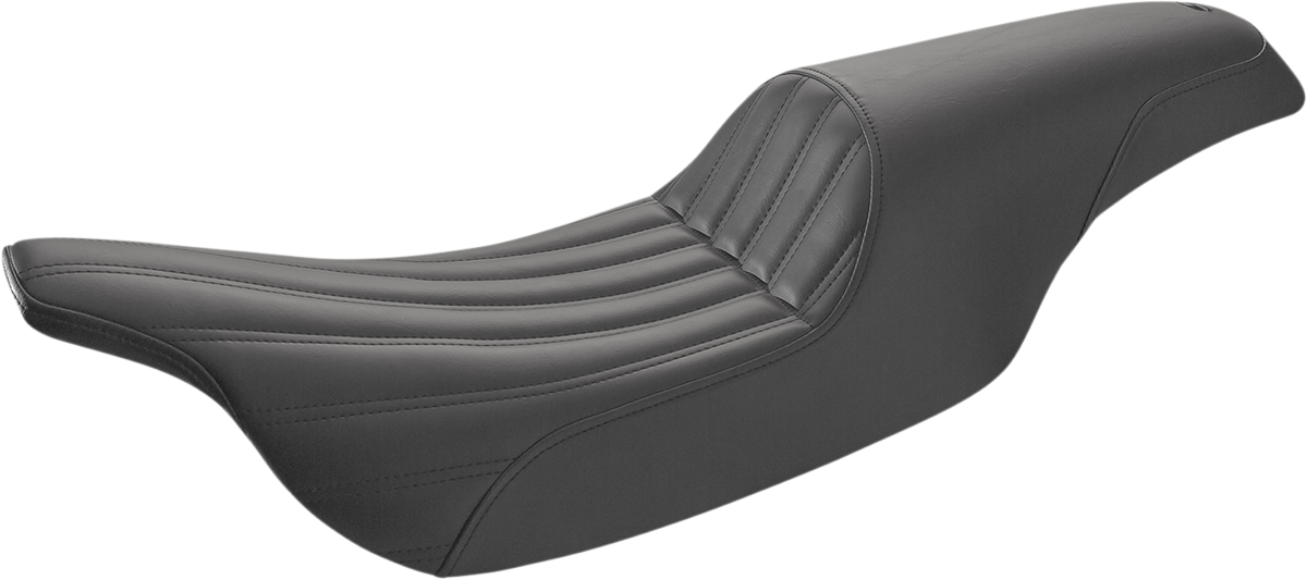 Black SADDLEMEN Profiler Knuckle Seat for motorcycles, featuring a sleek design and comfortable cushioning.