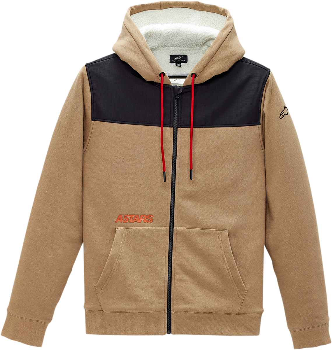 Alpinestars Alliance Sherpa Hybrid Jacket in sand color, medium size, featuring a warm sherpa lining and stylish hybrid design.