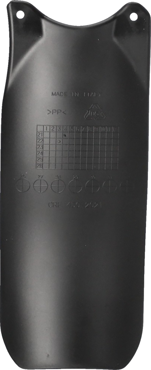 Black ACERBIS mud flap, body-mounted accessory, designed for off-road or vehicle protection, with visible mounting points and branding.