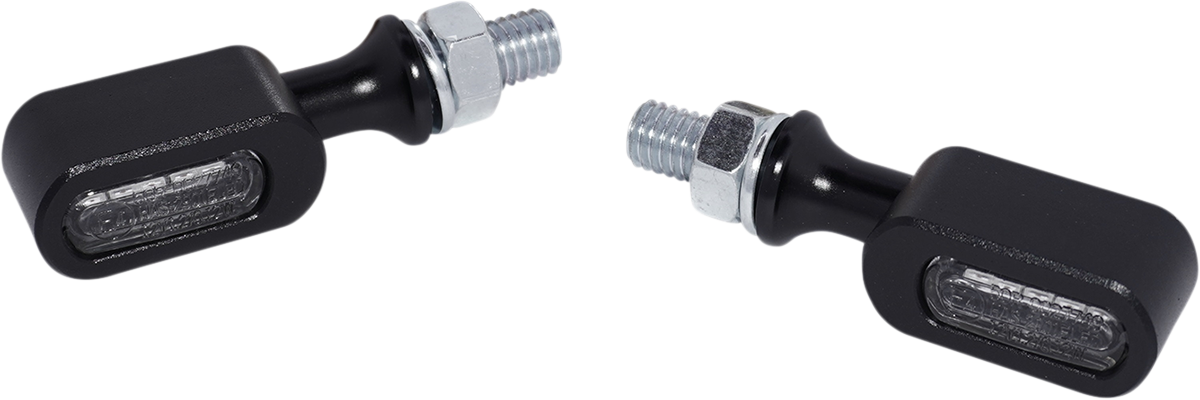 DRAG SPECIALTIES matte black marker light with dual turn signal and daytime running light functions, designed for motorcycle or vehicle use