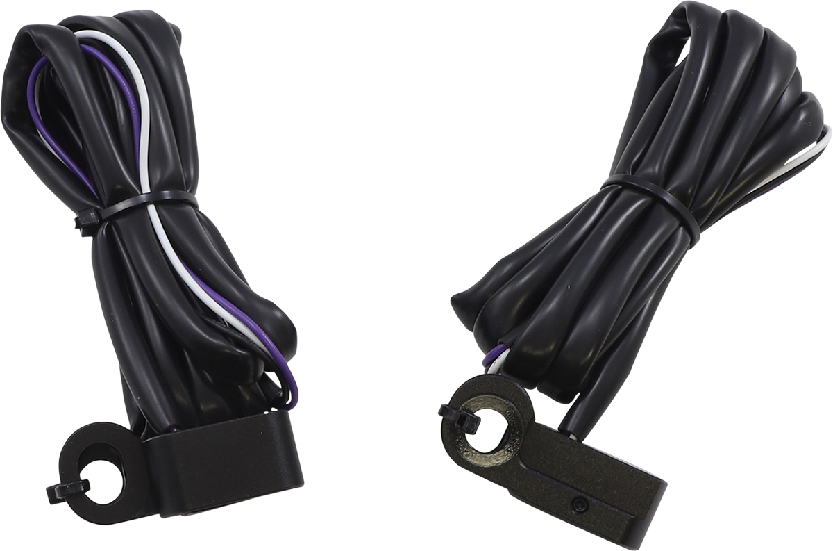 DRAG SPECIALTIES white and amber marker lights with black housing, motorcycle or vehicle lighting component.
