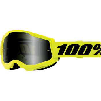 Bill's Exhausts Strata 2 Sand Goggle in neon yellow with smoke-tinted lenses, designed for outdoor protection and visibility
