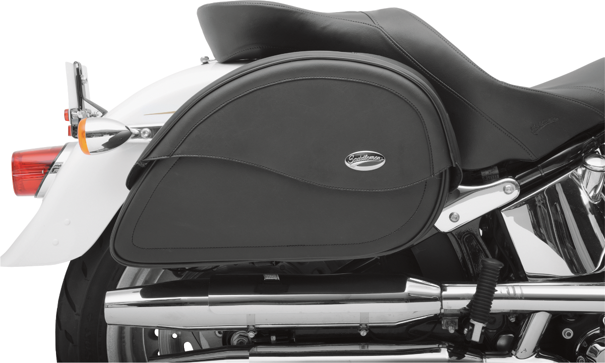 Bill's Exhausts SADDLEMEN Cruis'n Teardrop Saddlebag 3501-0456 for motorcycle seats with teardrop shape, black leather finish.
