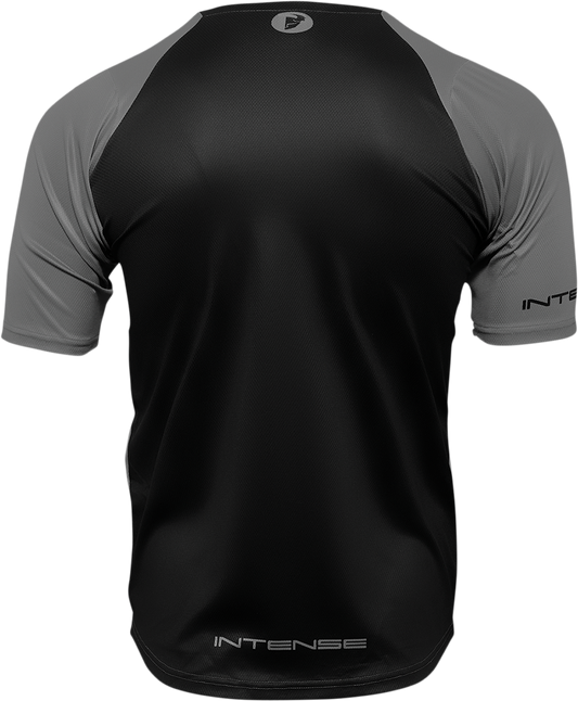 Gray and black THOR Intense Assist Dart short-sleeve cycling jersey with lightweight fabric and performance fit.