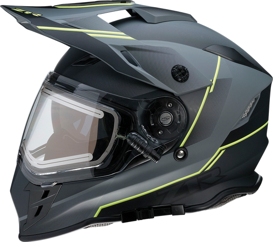 Z1R Range Snow Helmet Bladestorm Electric Dual Pane with clear visor and aerodynamic design for winter motorcycle riding.