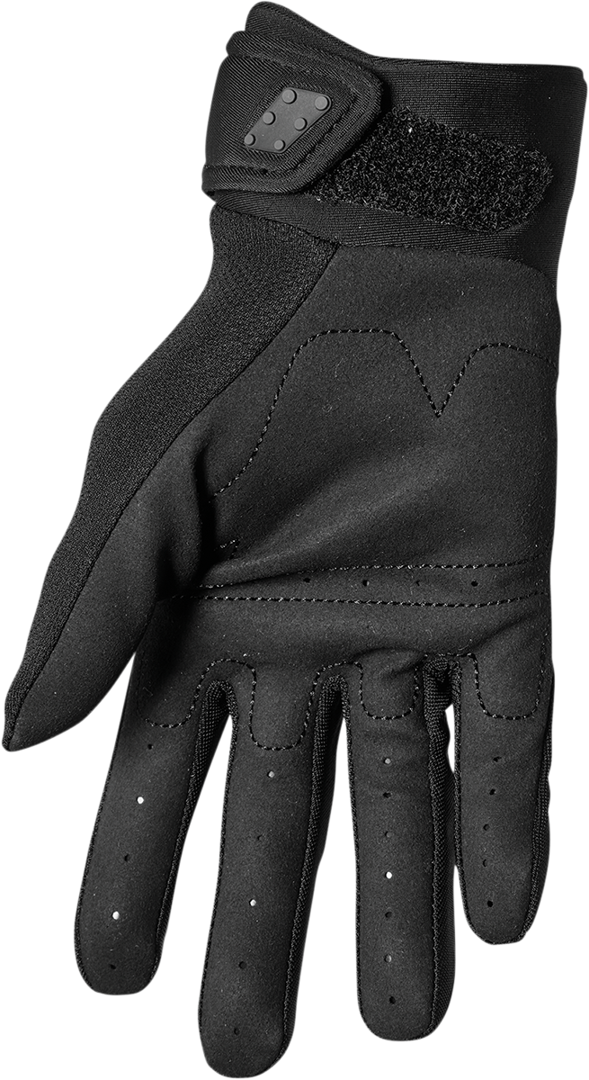 Black THOR Youth Spectrum Gloves in XS size, designed for youthful motocross riders, featuring durable construction and flexible fit.