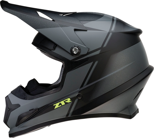 Z1R Rise Snow Helmet in Cambio Black and Hi-Viz, medium size, with aerodynamic design and secure chin strap.