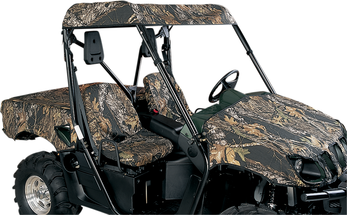 Moose Offroad Rhino Roof Cap in Mossy Oak camouflage, durable truck bed accessory for off-road vehicles.