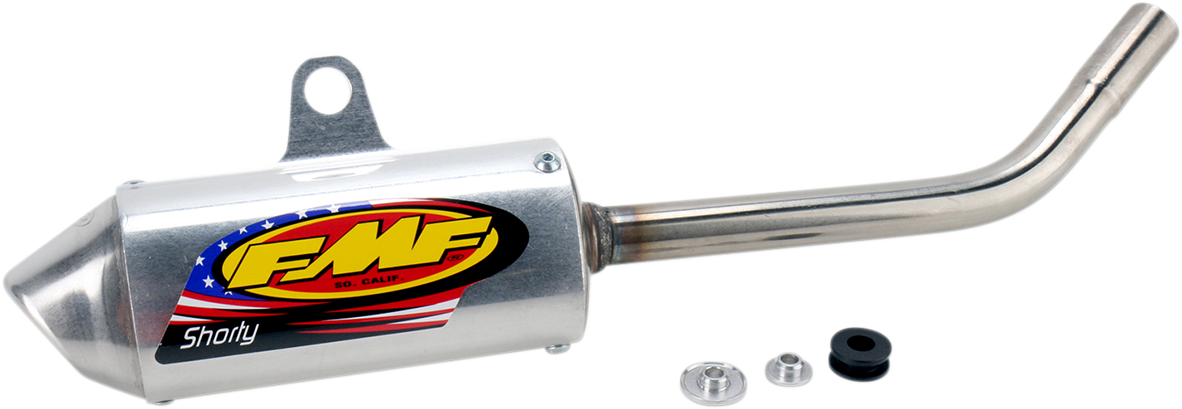FMF Powercore 2 Shorty Silencer for Supercross motorcycles, showing the sleek black exhaust with FMF branding.