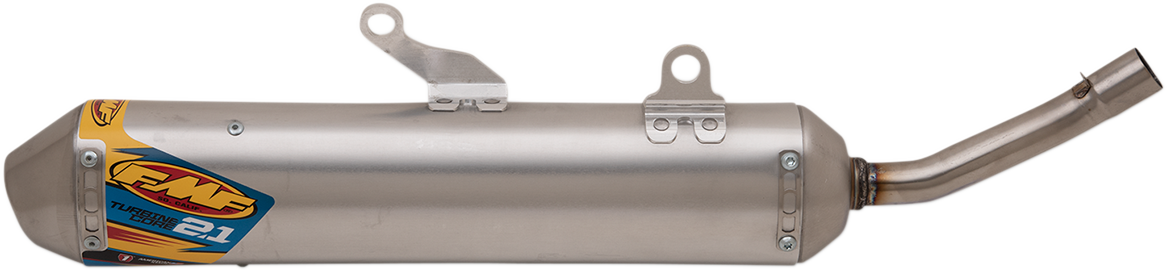 FMF Turbinecore 2.1 muffler part number 024067 for enhanced trail performance, showing the sleek stainless steel design.