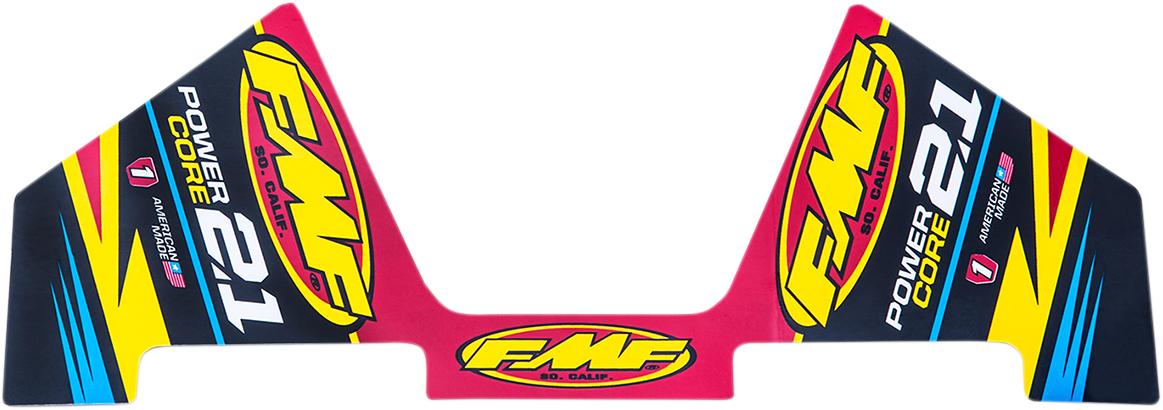 FMF Powercore 2.1 exhaust replacement decal with part number 014826, featuring bold FMF branding on a sleek decal design.
